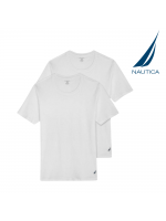 נאוטיקה מארז זוג חולצות צווארון עגול שרוול קצר לגבר לבן/ שחור מידה L