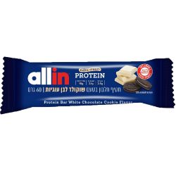 אול אין חטיף חלבון שוקולד לבן עוגיות 60 גרם
