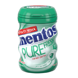 מנטוס מסטיק בקבוק מעוגל טעם מנטה עדינה 60 גרם